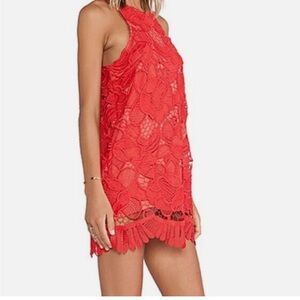 Lovers + Friends Vibrant Red Lace Dress